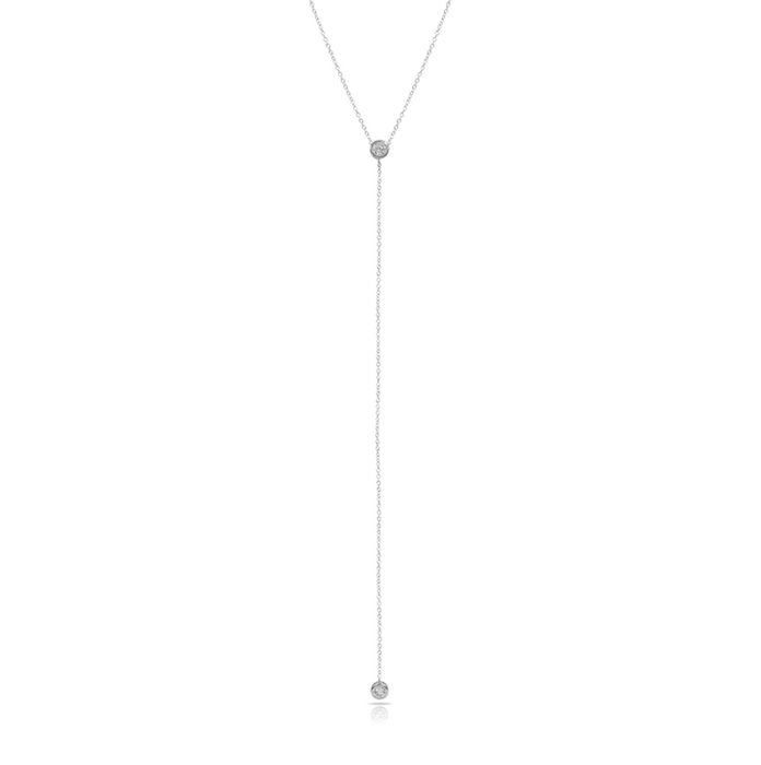 Fifth Ave Fair Sterling Silver Y Droplet Lariat Long Chain Necklace